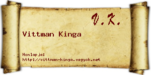 Vittman Kinga névjegykártya
